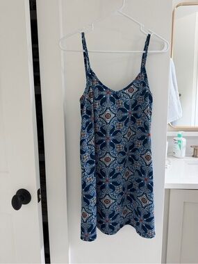 Show Me Your MuMu Navy Blue Printed Slip Mini Dress